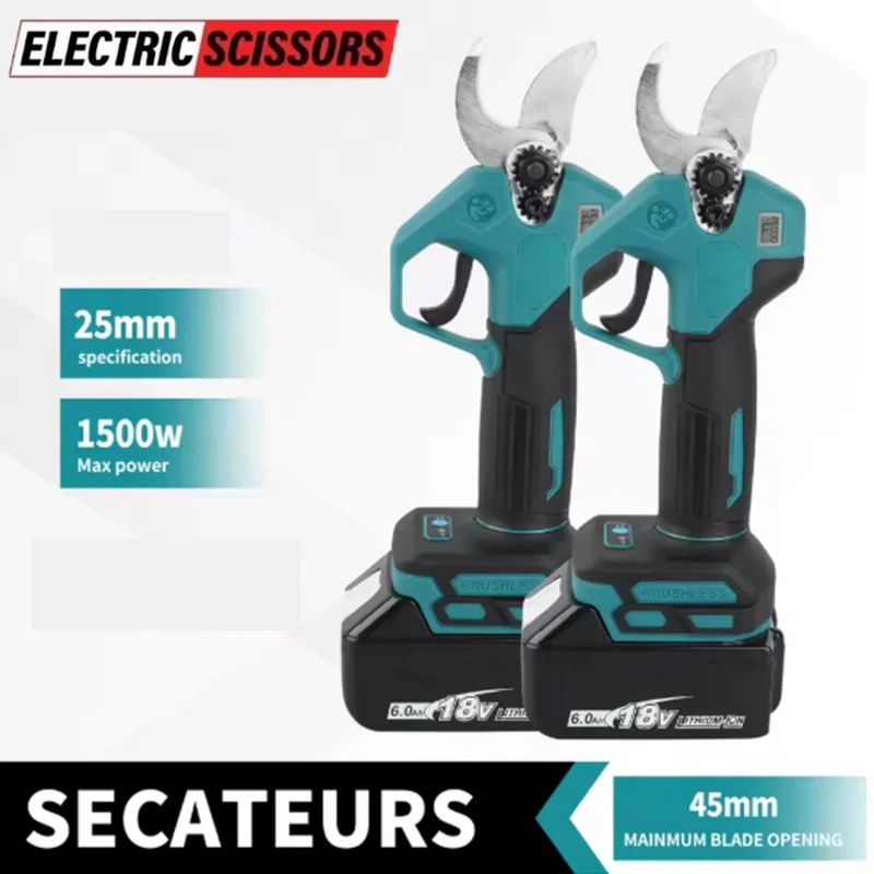 Electric Pruning Shears Cordless Tree Branch Pruner Garden Scissors Yard Trimming Gardening