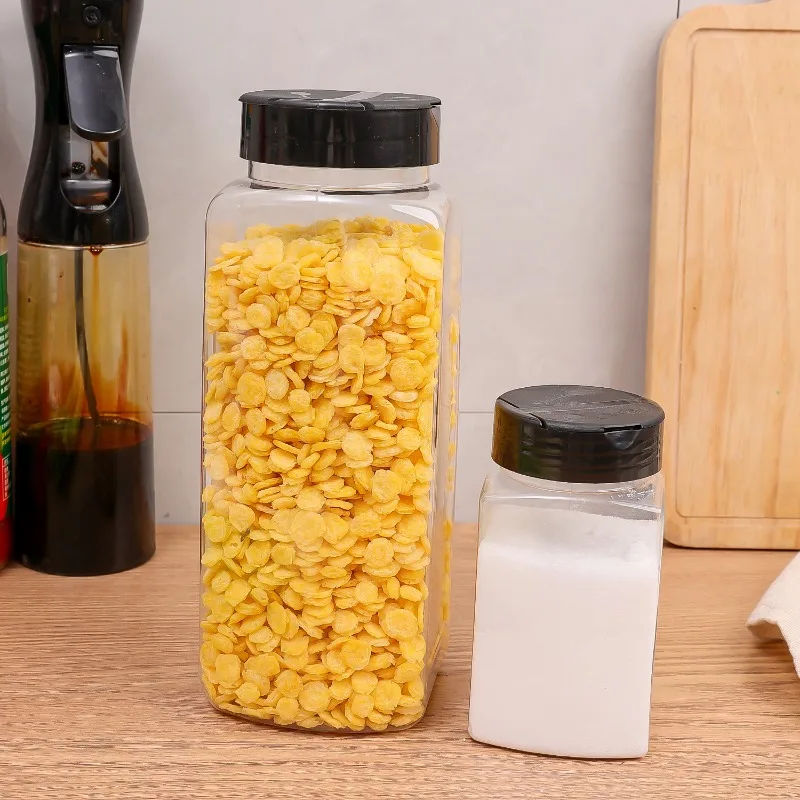 270ml 900ml Plastic Spice Jars Bottles Containers with Black Cap Empty Seasoning Bottles Large Clear Spice Shaker Kitchen Supply 5