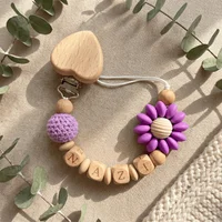 Attache-tétine personnalisée en silicone, support de dentition sans BPA, chaîne de sucette faite à la main avec nom personnalisé pour nouveau-né, cadeau de naissance 5