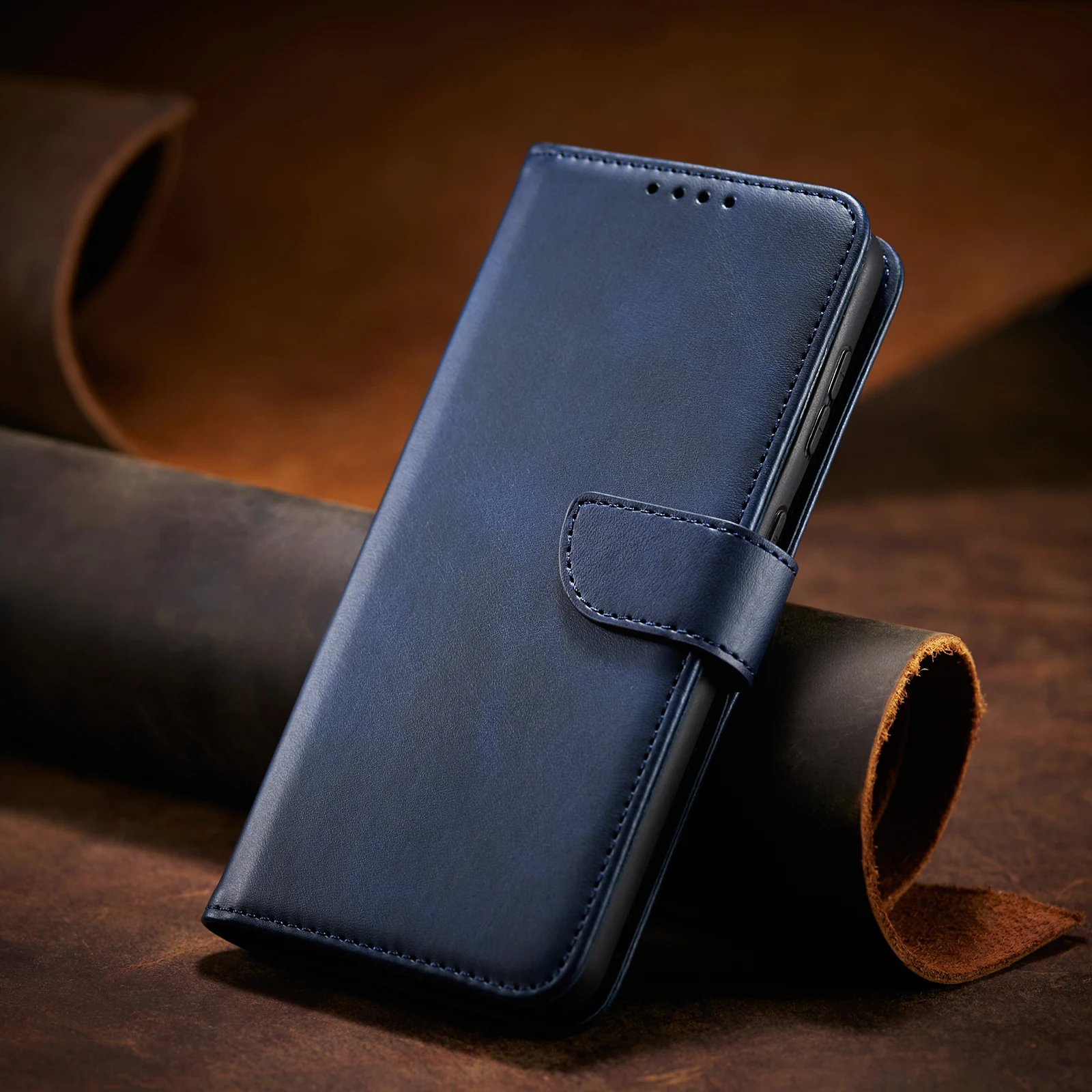 Solid Color PU Leather Flip Wallet Phone Cover