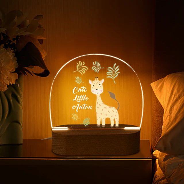 Luz nocturna personalizada animales del bosque | Nacimiento del regalo del  bebé | Bebé luz de noche | Lámpara de noche arcoíris | Regalo de