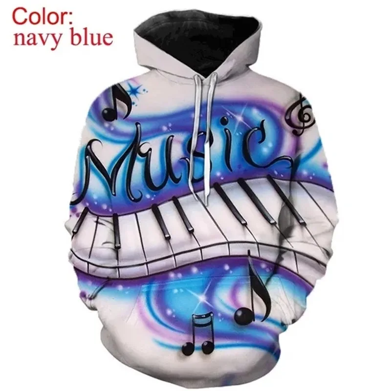 thumbnail image 1 of Sudadera con capucha con estampado completo de notas musicales para hombre, sudaderas holgadas informales de gran tamaño, sudaderas con capucha con estampado 3D para hombre, ropa de calle, 1 of 5