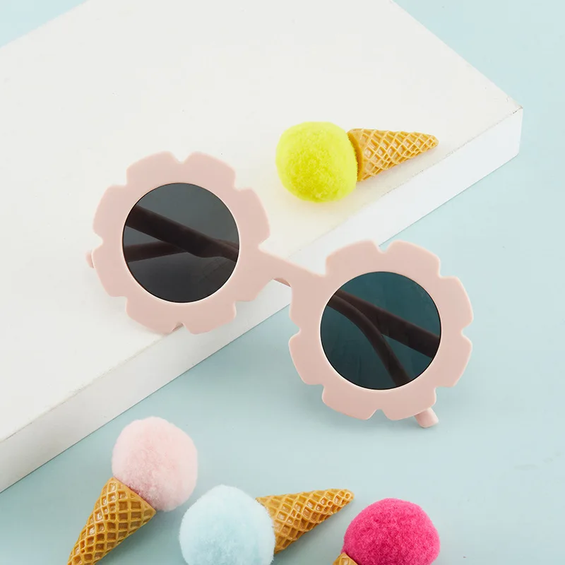 New Tire Flower Round Frame Sun Glasses Cute Decorative Girls Boys Children Kids Outdoor Sun Protection Eyeglasses children sunglasses kids glasses frame