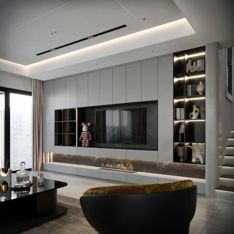 Living Room Cabinet Furniture Floating Wall Mounted Wooden TV Cabinet Luxury TV Stand With Extra Storage