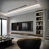 ตู้วางทีวีหรูหรา, เฟอร์นิเจอร์, ติดผนังแบบลอย, ตู้วางทีวีไม้, ชั้นวางทีวีสุดหรู, พื้นที่จัดเก็บ, ปรับแต่งได้ 6