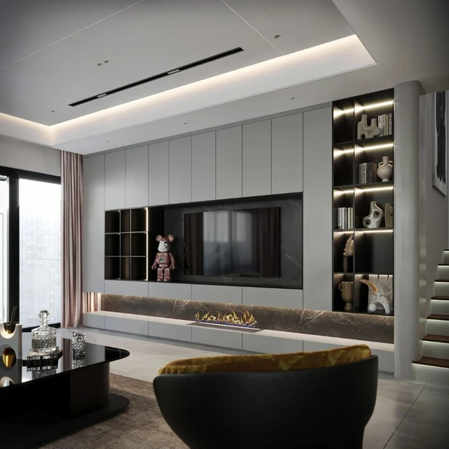 ตู้วางทีวีหรูหรา, เฟอร์นิเจอร์, ติดผนังแบบลอย, ตู้วางทีวีไม้, ชั้นวางทีวีสุดหรู, พื้นที่จัดเก็บ, ปรับแต่งได้ 6