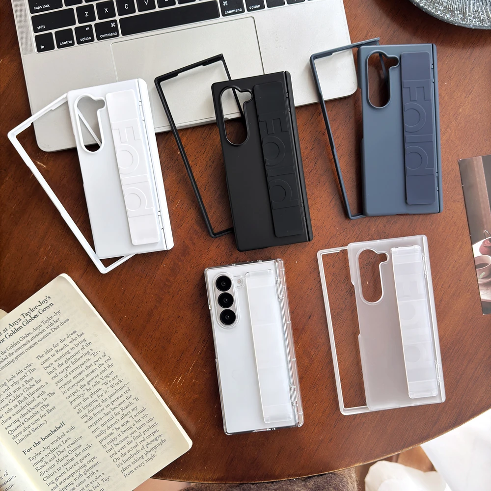 Luxury Wristband Matte Clear Shockproof Hinge Case with Hand Strap