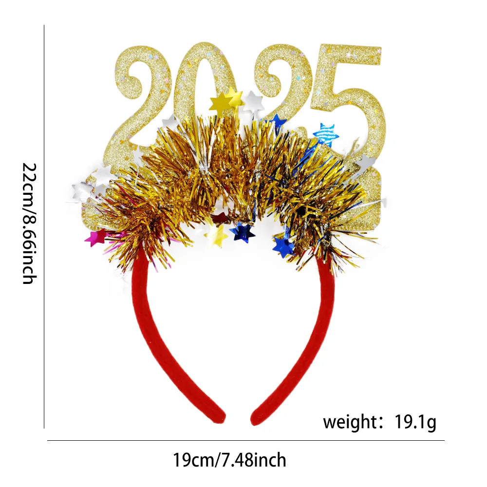 2pcs Christmas and New Year Headband Bar Party Carnival Glitter Colored Headpiece Numbers Christmas Hair Accessories