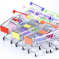 Supermarket Handcart Trolley Mini Shopping Cart Desktop Decor Storage Toy Gift For Kid Dollhouse Furniture Accessories 1