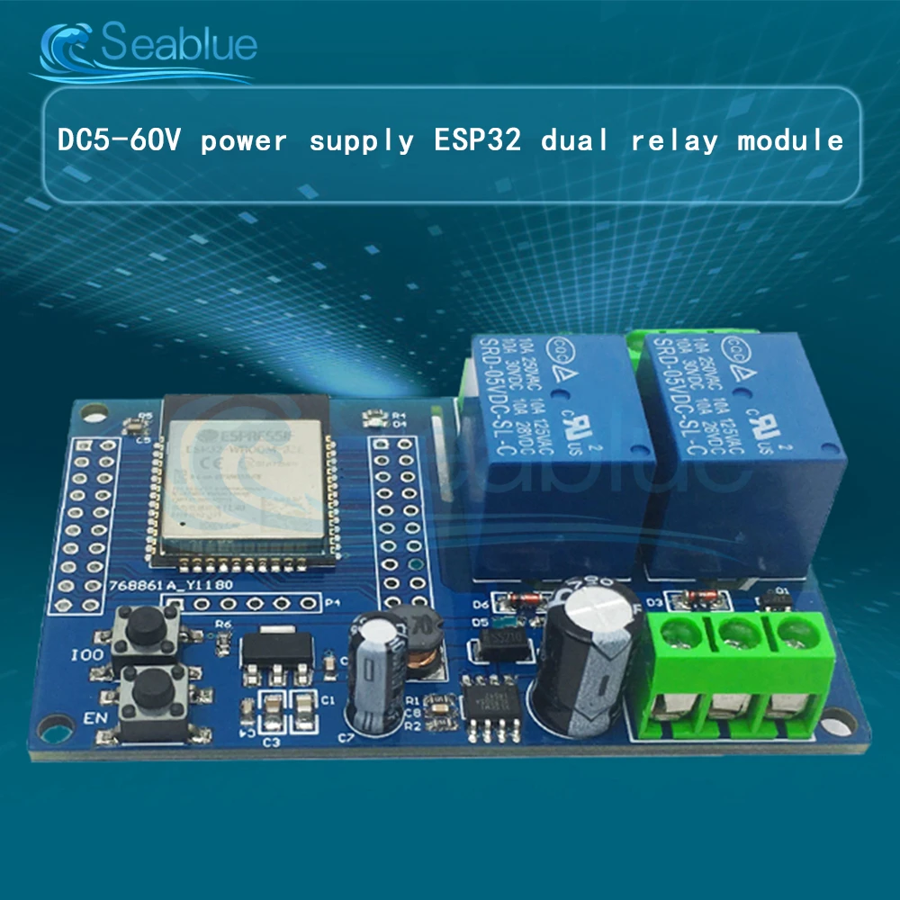 Dc 5-60v 2 Channel Wifi Relay Module Esp32-wroom Wireless Development ...