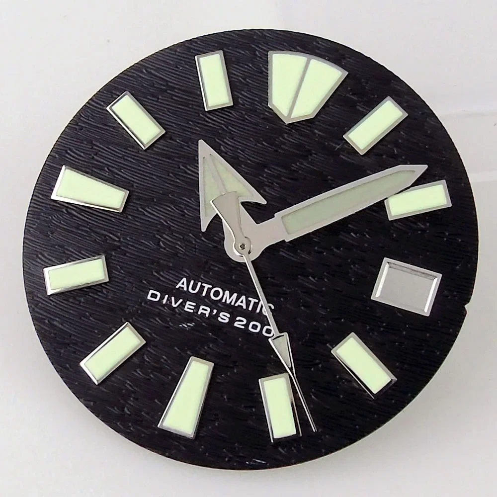 Quadrante Orologio 29mm Tandorio Per Movimento Seiko NH35 NH36 – Lume Verde, Corona 3H/3.8H/4.1H