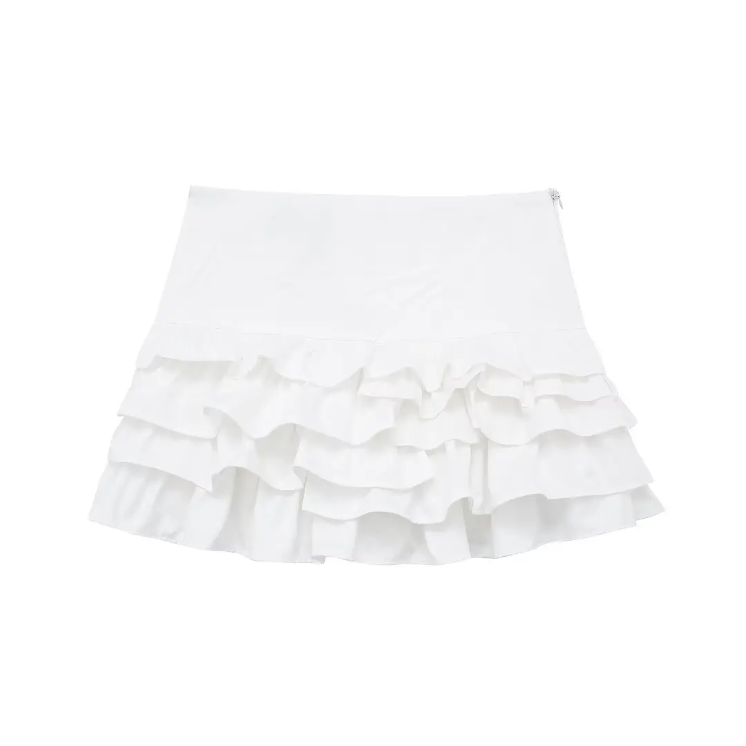 

Women 2024 New Fashion falbala Mini pantskirt Vintage A Line High Waist Female Skirts Mujer