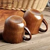 KEMORELA Wooden Coffee Mugs Set Vintage Jujube Tea Design 1/2pcs Reusable Drinkware for Water Wine Beer Espresso 1