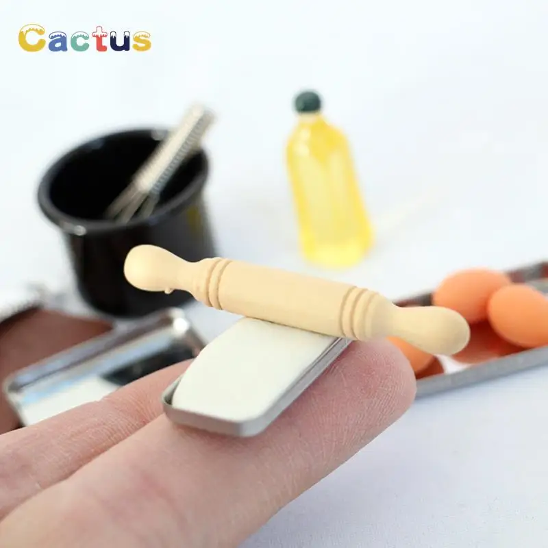 1Set 1/12 Dollhouse Miniature Items Kitchen Utensils Cooking Baking Set Model Rolling Pin Baking Tray DIY Doll House Accessories pretend kitchen toys kitchen toys doll house toys dollhouse furniture set