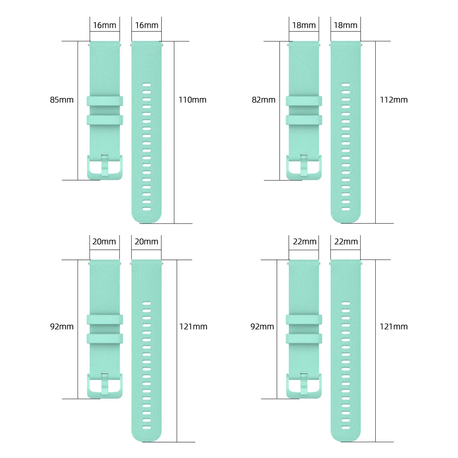 Silicone Quick Release Watch Band - 20mm/22mm Adjustable Replacement Strap