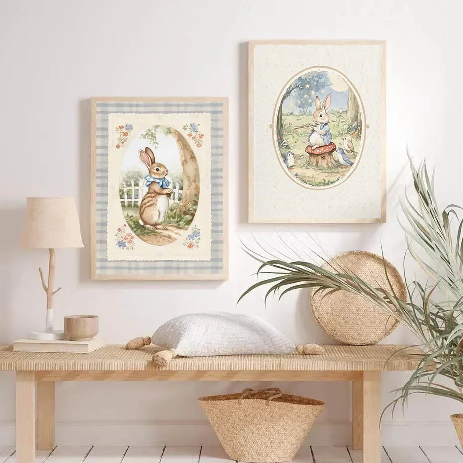 Beatrix Potter Style Bunny Poster Classic Vintage Peter Rabbit Wall ...