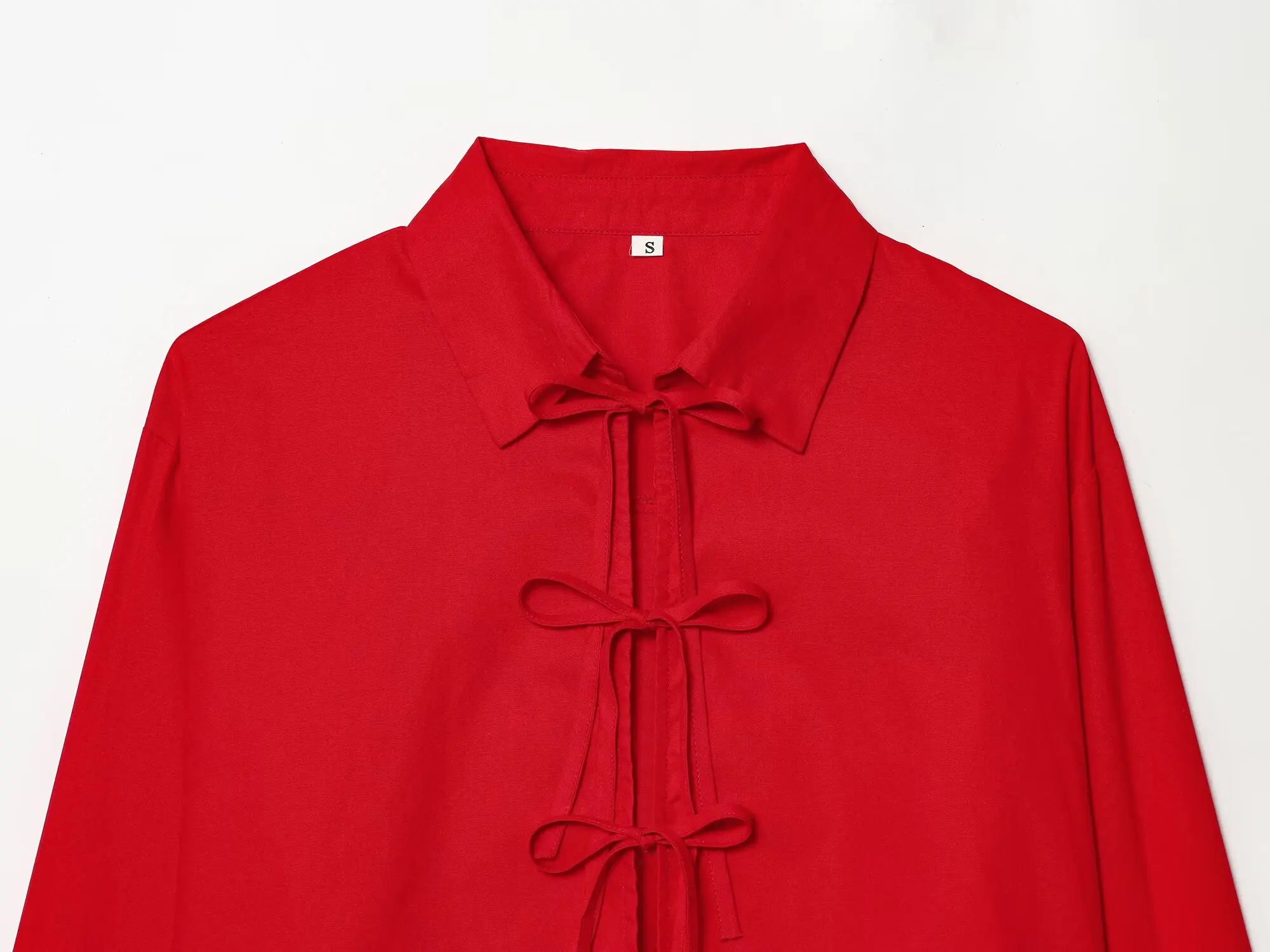 HH Damen Frühjahrsmode Vielseitiges Popeline-Hemd mit Schleife, Elegantes Langarm-Hemd für Frauen im High-Street-Stil – Detail 5