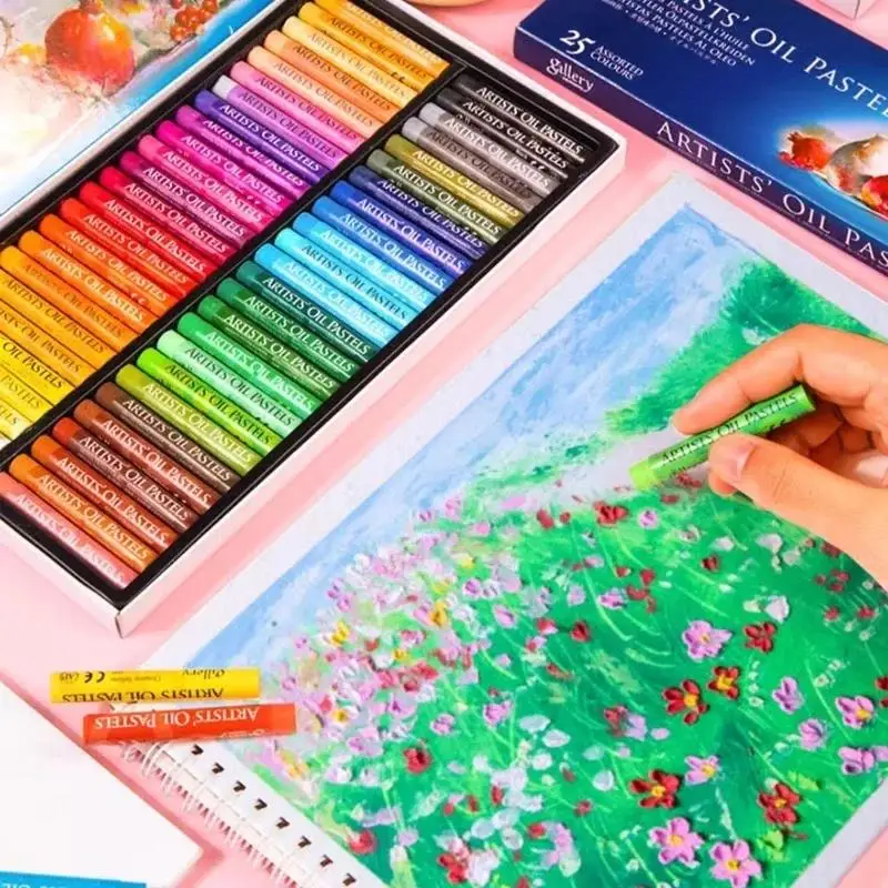 Gallery Artists' Soft Oil Pastels Professional, 12/50/25Assorted Colors, Vibrant and Blendable - Oil-Based Pastels - For Artists 4