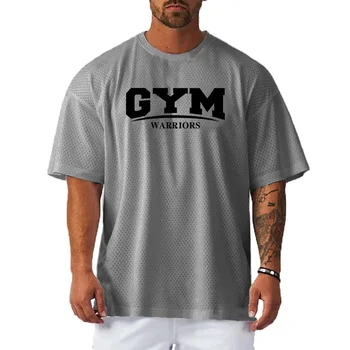 summer gym fitness men's t shirt 3d letter printed fashion round neck pullover short sleeve daily sport quick dry men clothing