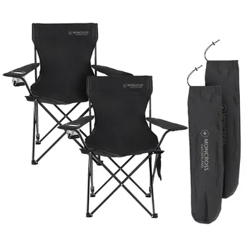 몬크로스 알프스 접이식 캠핑 의자, 2p + 휴대용 보관 가방, 2p 세트, 블랙, 일본 세트