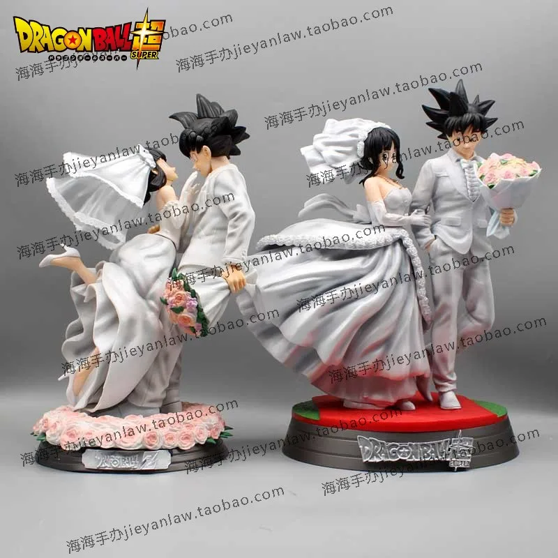 

33cm Anime Dragon Ball Figures White Wedding Dress Figurine Super Figure Son Goku Chichi PVC Statue Model Doll Collectible Toys