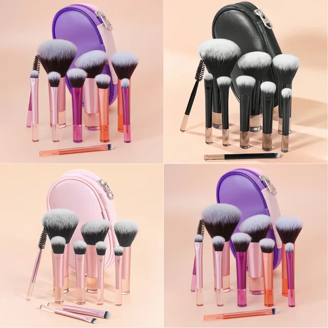 10pcs Mini Makeup Brush Set Powder Eyeshadow Foundation Blush Blender Concealer Beauty Makeup Tools Brush Professional Supplies