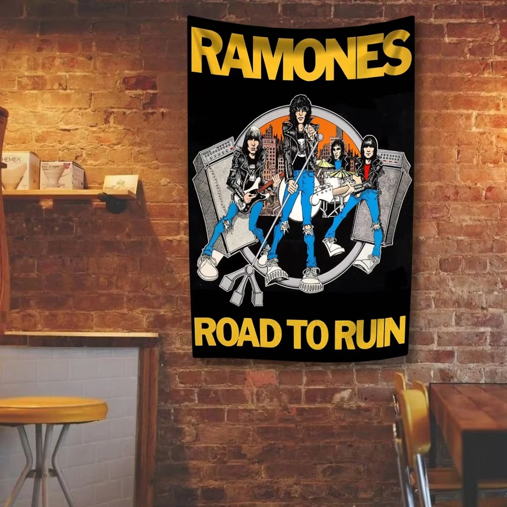 American Rock Band Tapestry R-Ramones Punk Music Prints Home Decor Wall Hanging Bedroom Dorm Background Concert Banner Fans Gift