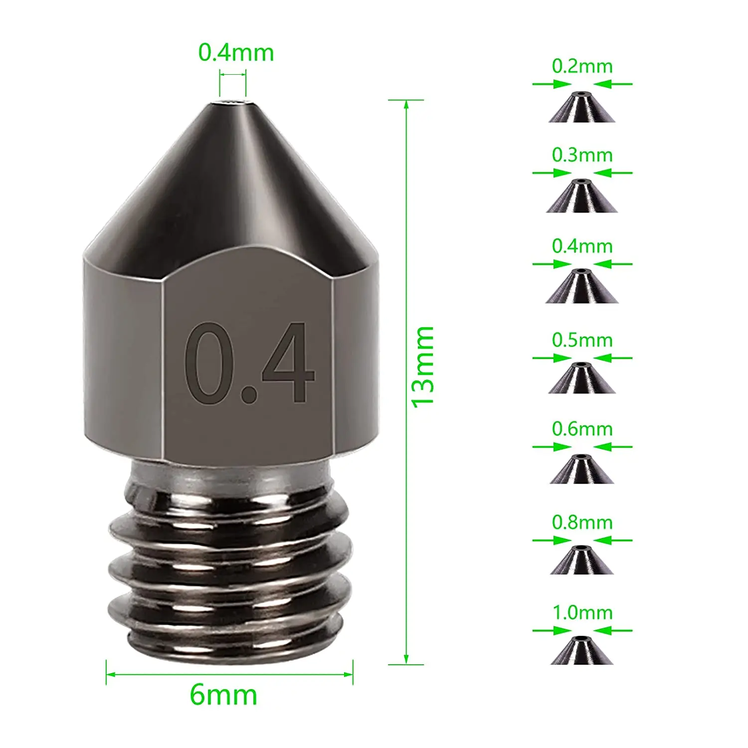 3D Printer Nozzle Creality Hardened Steel MK8 Nozzle for 3D Printers Upgraded All Metal Nozzle for Ender 3 Ender-3 pro S1 CR-10 Series