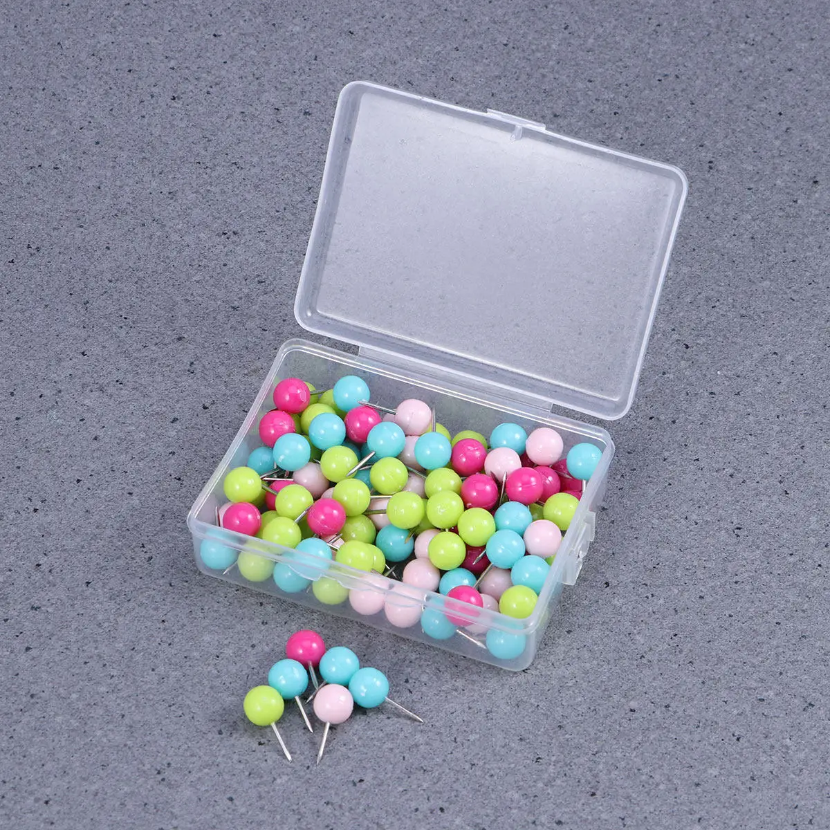 100Pcs 코르크 보드 벽지도 용 다채로운 공 모양의 드로잉 푸시 핀 사무실 학교 장 압정 드로잉 핀