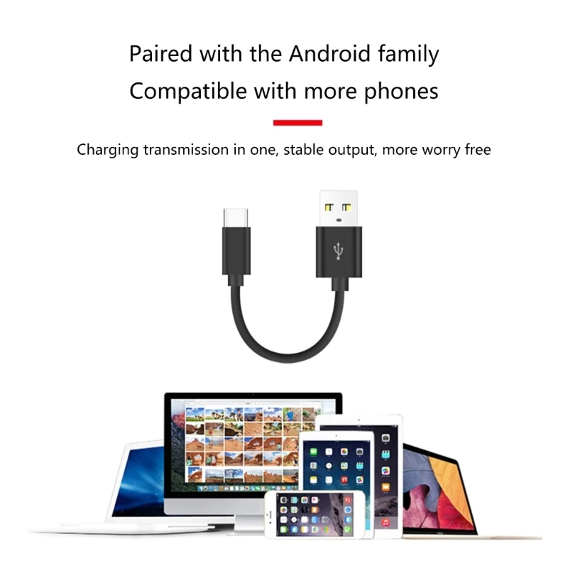 Short USB to Type-C Cable Cord Support Fast & Data Transfer for Phone 15/15 15Pro 15ProMax Smartphones