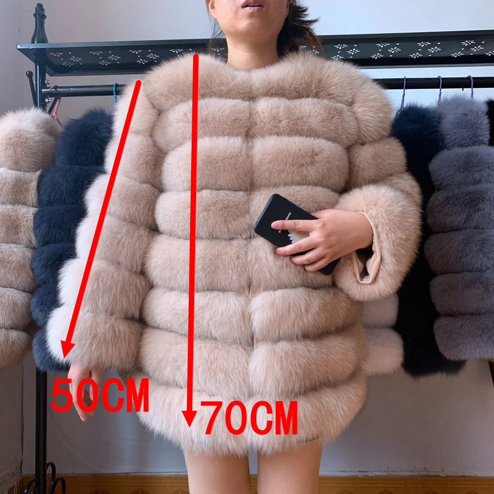 70CM 4in1 New Fast Shipping New Fashion Women Fashion Real Natural Fox Fur Long Coat Jacket for Winter Warm Over C 2