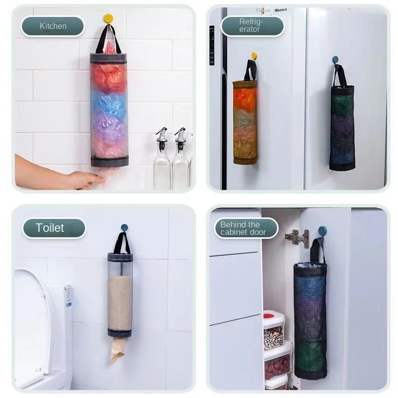 

Home Grocery Bag Holder Wall Mount Plastic Bag Holder Dispenser Hanging Storage Trash Garbage Bag Kitchen Garbage Organizer