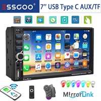 ESSGOO Autoradio Universel Double 2 DIN 7 Pouces Écran Tactile HD CarPlay Sans Fil Android Auto Bluetooth 5.0 USB AUX TF Égaliseur Mirror Link Commande Volant Type C SD Lecteur MP5 1