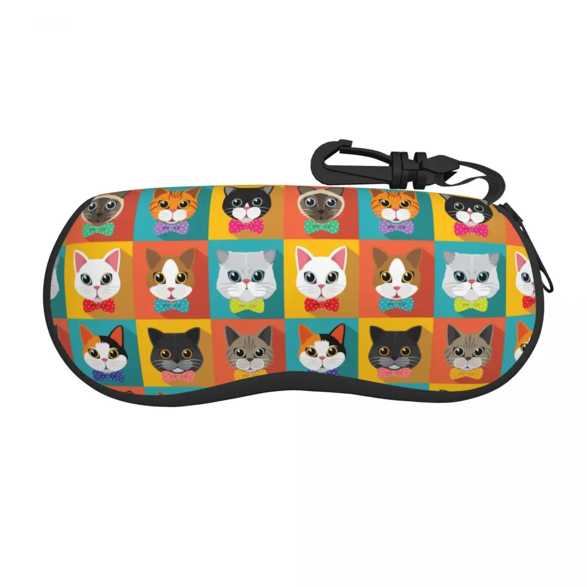 

Custom Funny Cats Heads Pattern Shell Eyeglasses Protector Cases Cute Sunglass Case Glasses Pouch
