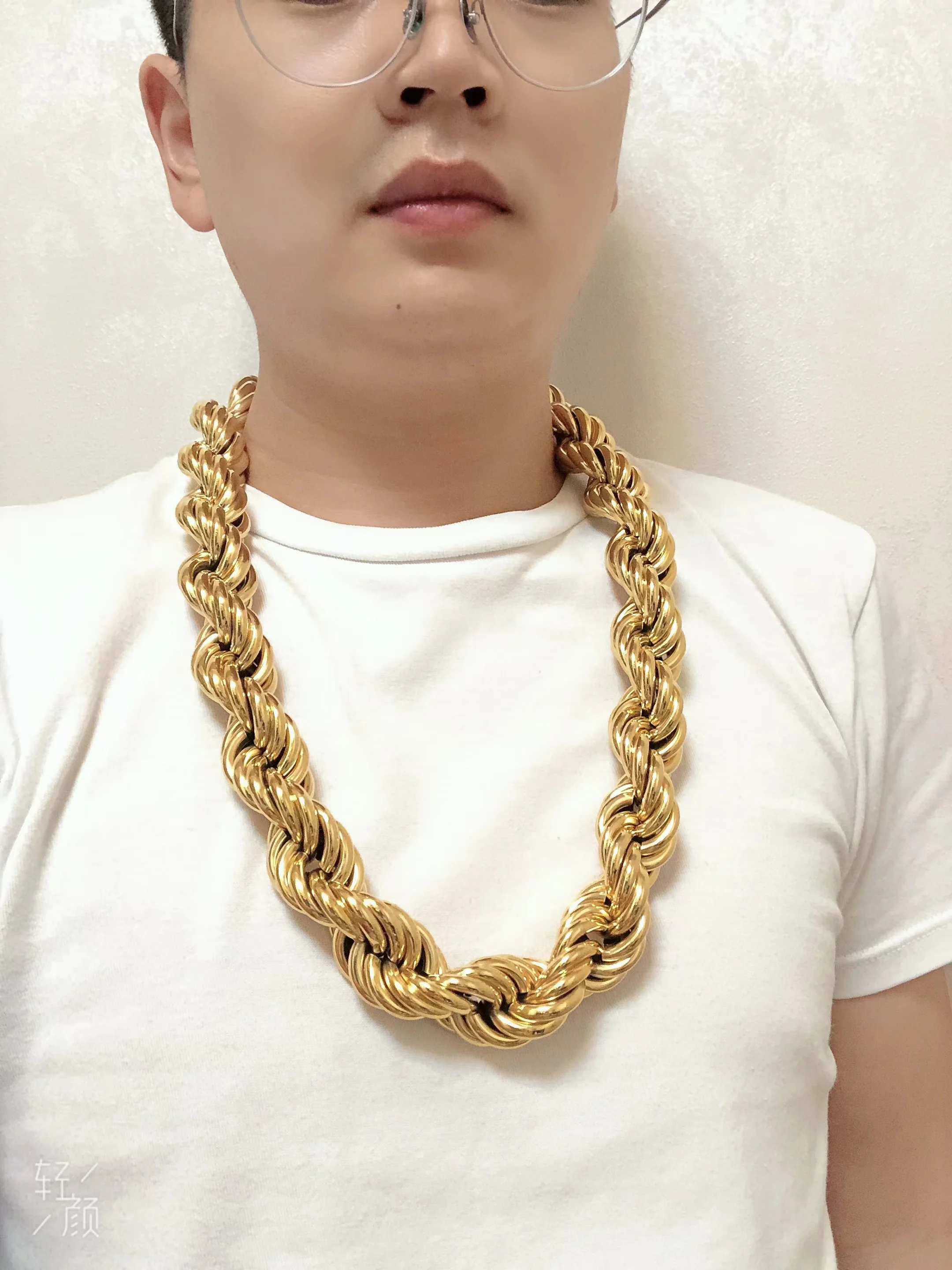 Adixyn Fashion Exaggeration Wide Twisted Singapore Chain for lovers Gold Color/Copper Thin Necklace Jewelry Wedding Party G09141