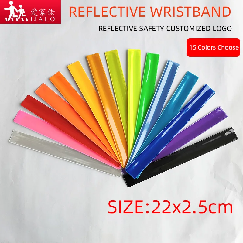 

2pcs 22CM Reflective Bracelets Rinding Wristband Slap Band Kids Gifts for Children Armband For Running Sports Safety Visibility