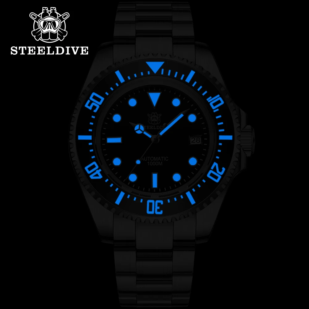 STEELDIVE SD1964 45MM Water Ghost Mens Dive Watch Ceramic bezel 1000M Waterproof NH35 Exhaust Valve Luminous Menmechanical Watch