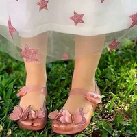 Melissa Fragrant Princess Primary School Students Pink Metal Sequins 3d Butterfly Water Diamond Jelly Girl Beach Sandals 2