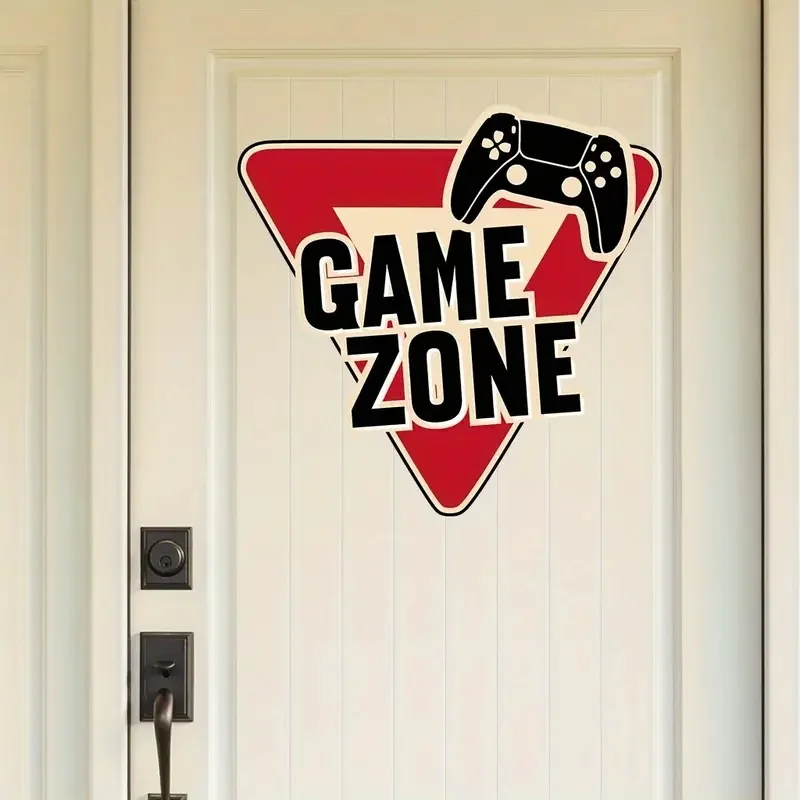 GAMEZONE Text Door Decal-PVC Suitable for Game Room Doors Glass and Walls Easy to Bond Modern Style Irregular Shape wall stickers self adhesive stickers vinyl stickers self adhesive wall stickers vinyl wall stickers