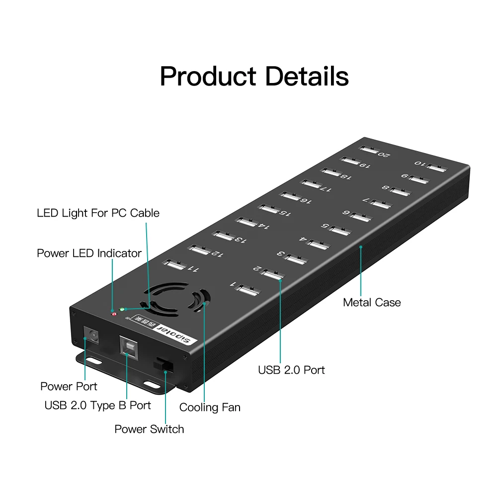Sipolar A-805P промышленный 20-портовый usb 2,0 концентратор порт 120 А USB  зарядное устройство для телефона планшета ноутбука зарядное устройство на  колесиках Вт | AliExpress