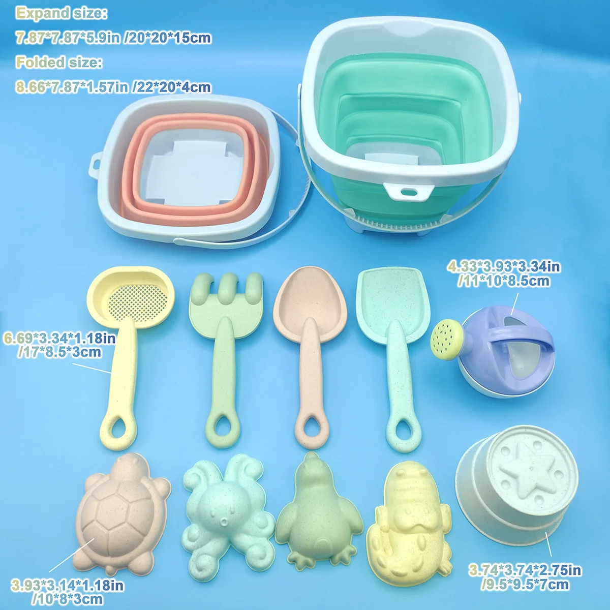Beach  Sand Play Water Set Folding Bucket Summer Toys for Children Kids Outdoor Game Accessories Color Random 3