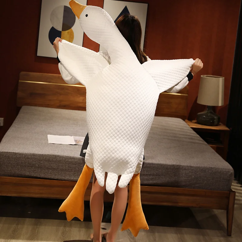 

50/90/130cm Hot Big White Goose Long Pillow Doll Stuffed Animals Plush Toy Sleeping Pillow Soft Kids Toys for Girlfriend Gifts