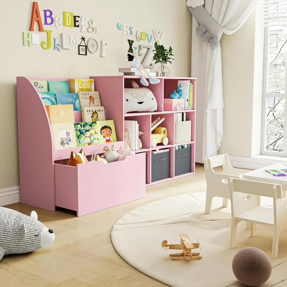 Toy Storage Organizer, Kids Book Shelf and Toy Organizer, Toy Organizers and Storage with Movable Drawers, Playroom Organization 6