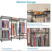 VIPEK V5 Portable Closet Wardrobe Heavy Duty Clothes Rack Freestanding Clothing Rack with 4 Hang Rods & 8 Shelves 6