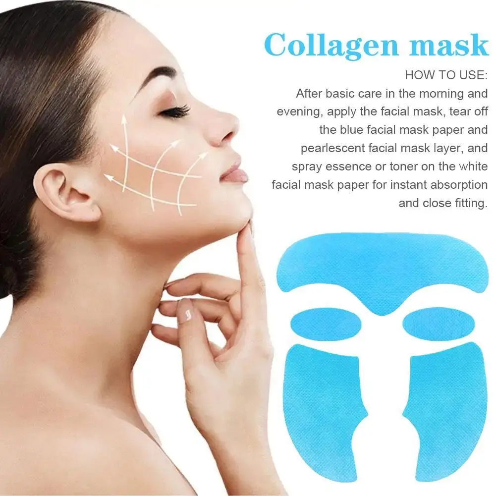 

10*5PCS Collagen Film Paper Soluble Facial Mask Face Skin Cheek Sticker Forehead Patch Smile Lines Patches Wrinkles Remover