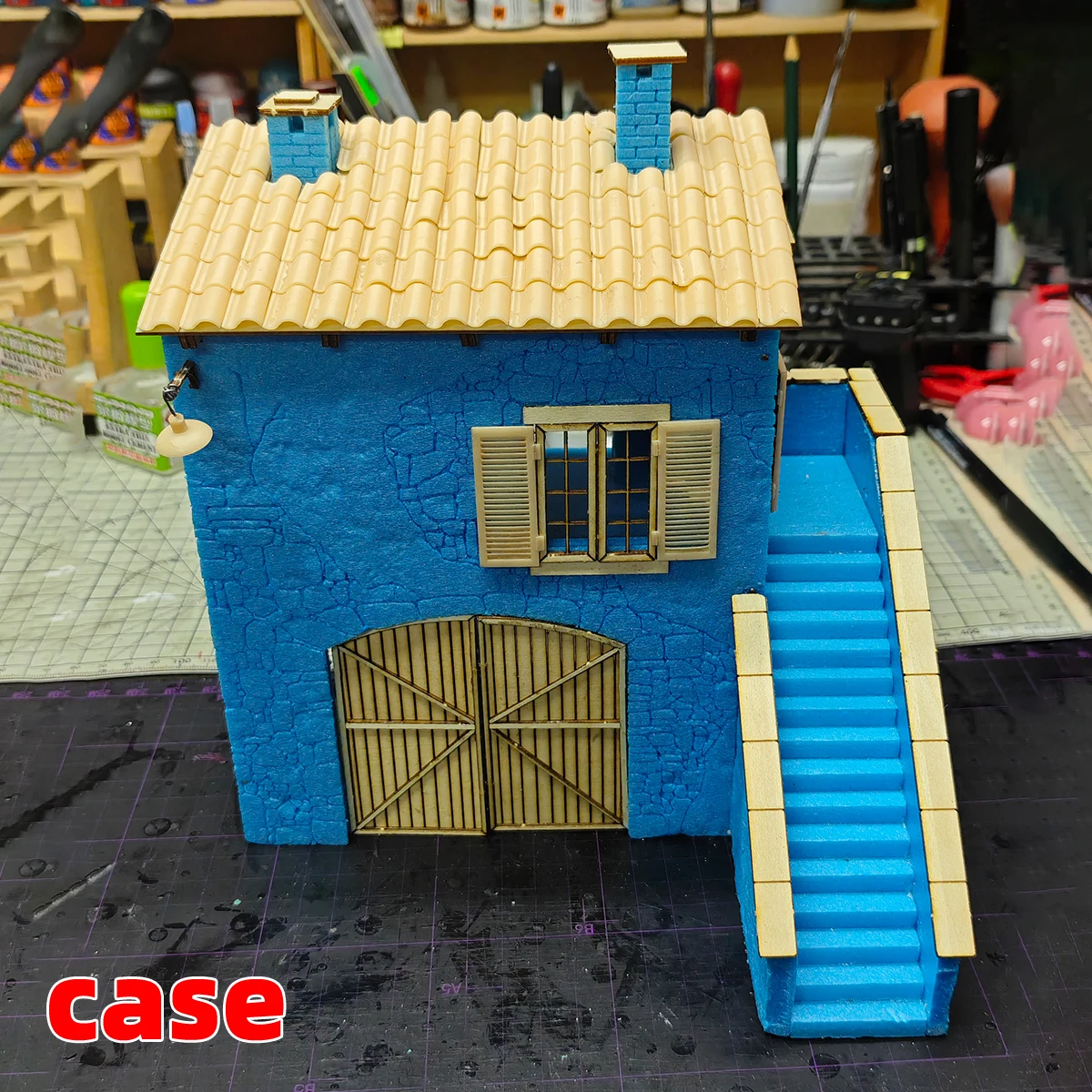 3D-Harz-Montagehaus mit Ziegeldach, Bauteile, Diorama, Miniaturmodellbausatz für Architekturmodelle im Maßstab 1/32 1/35 – Detail 3