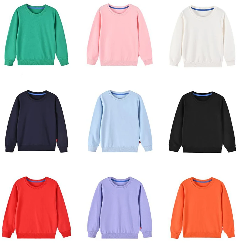 

Korea Cotton Boys Solid Tee Shirt 12 Candy Colors T-shirts for Kids Girls Long Sleeved Tops Baby Toddler Clothes Sweat Shirts