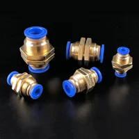 5PCS 4mm 6mm 8mm 10mm 12mm OD Tube PM Straight Pneumatic Air Fittings bulkhead union Push To Connect Quick Release Connector 4
