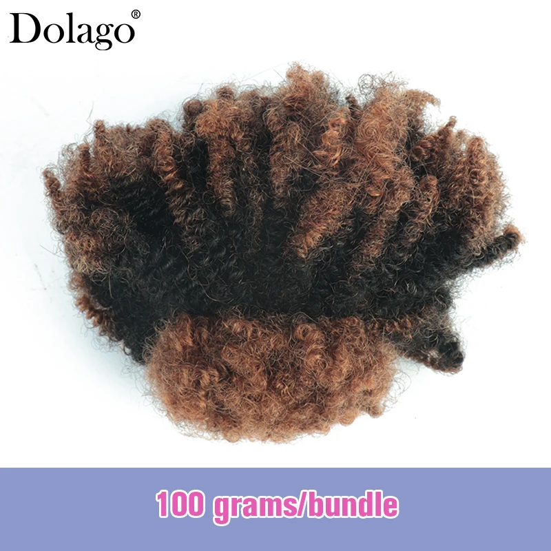 Human Braiding Hair Afro Kinky Curly Locks Hair Extensions Microlocs Bulk Hair For Braiding Ombre Color Brown Crochet Braids 4C