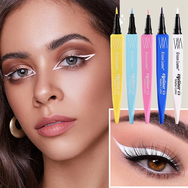 ColorfulEyelinerPenEyesMakeupWhitePinkWaterproofLiquidColorEyeLinerPencilMatte